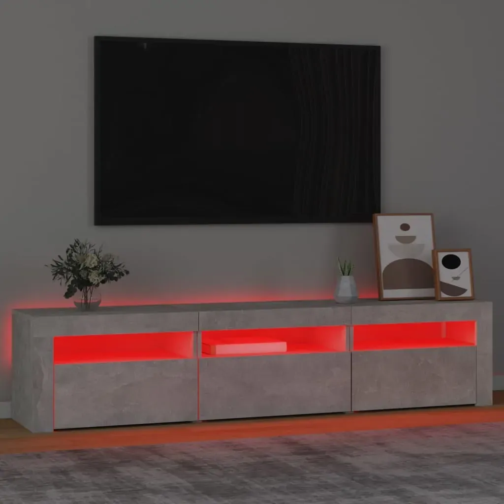 TV Cabinet with LED Lights Concrete Grey 180x35x40 cm Price