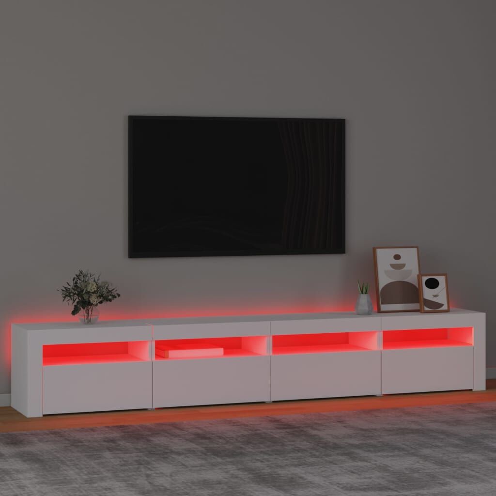 TV Cabinet with LED Lights White 240x35x40 cm Price