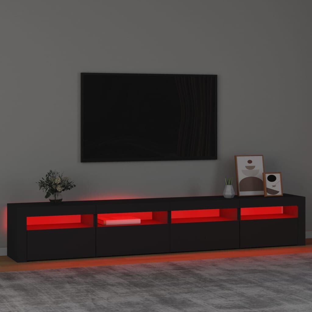 TV Cabinet with LED Lights Black 240x35x40 cm Price