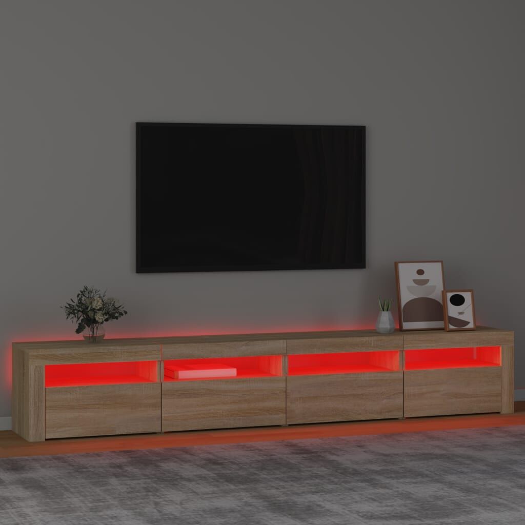TV Cabinet with LED Lights Sonoma Oak 240x35x40 cm Price