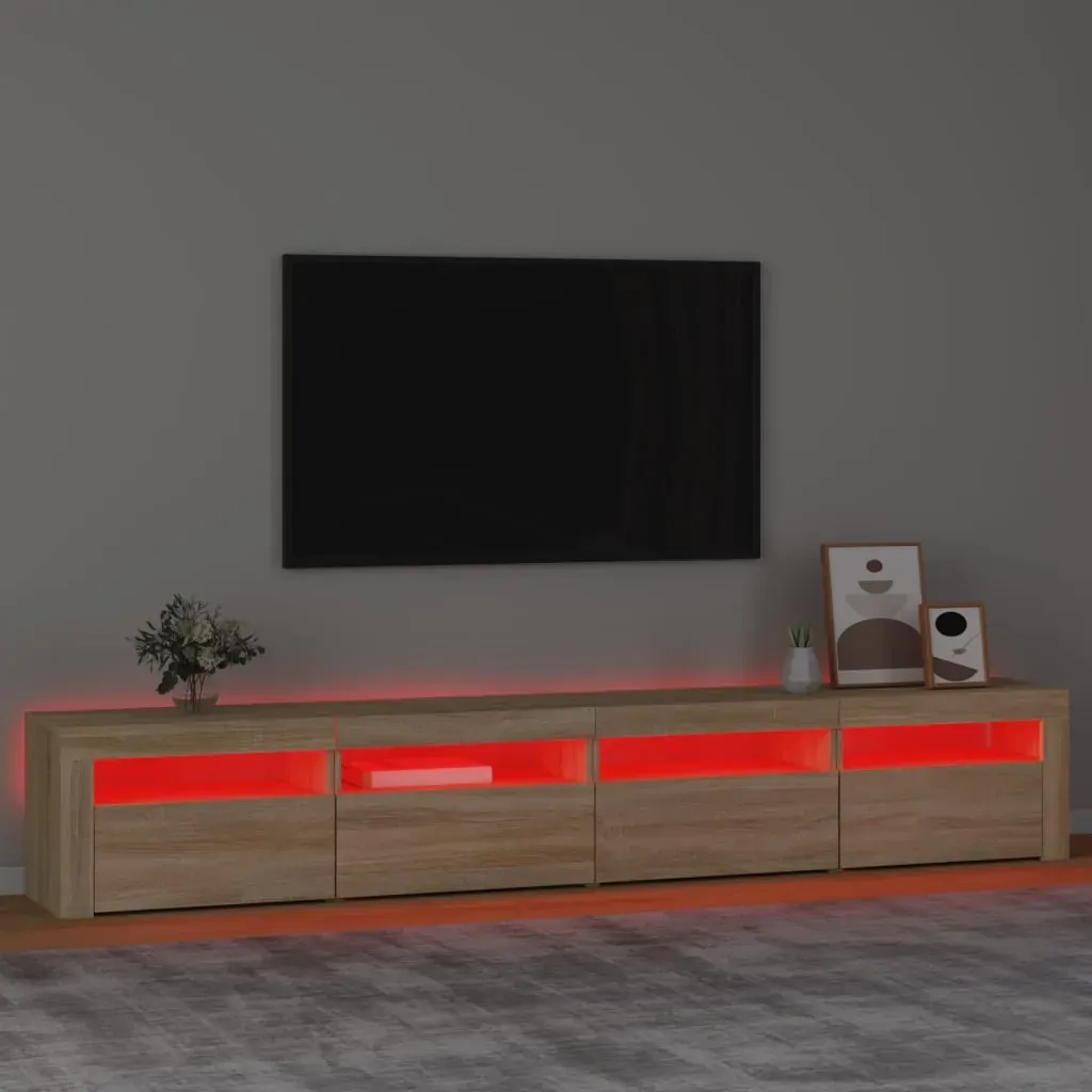 TV Cabinet with LED Lights Sonoma Oak 240x35x40 cm Price