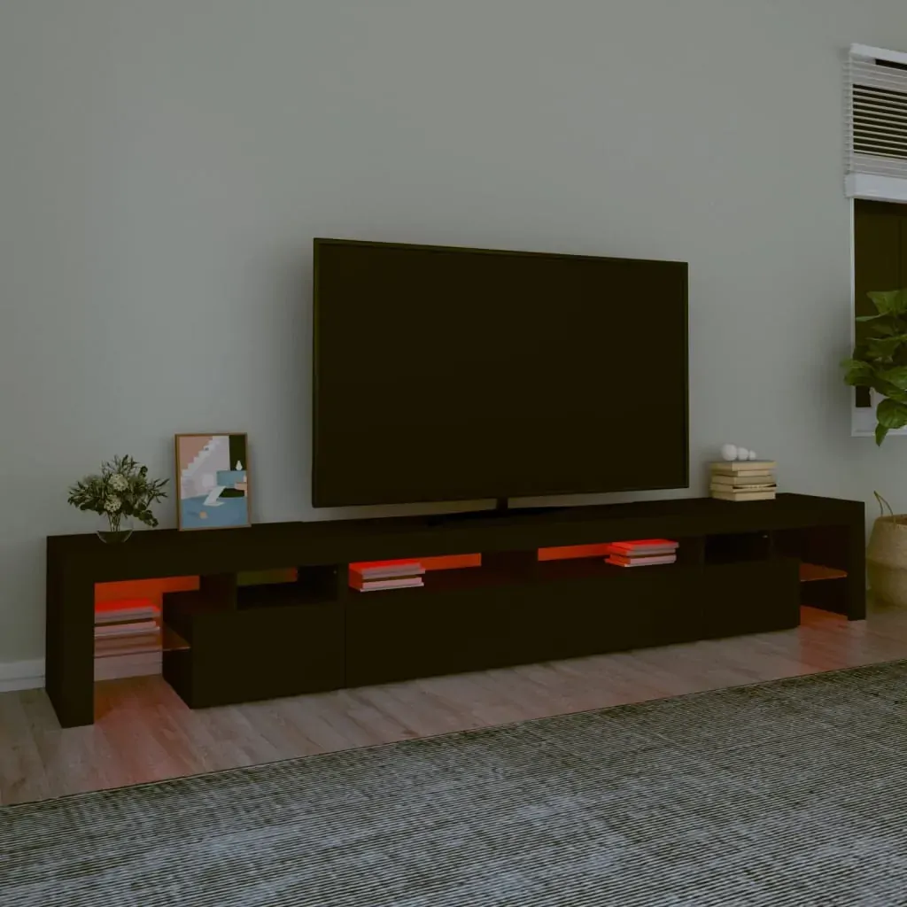 TV Cabinet with LED Lights Black 260x36.5x40 cm Price