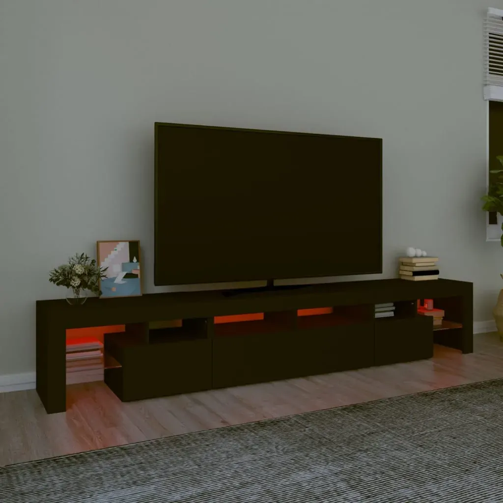 TV Cabinet with LED Lights Black 230x36.5x40 cm Price