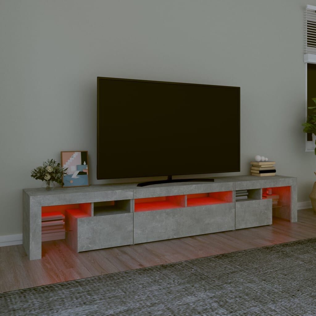 TV Cabinet with LED Lights Concrete Grey 230x36.5x40 cm Price