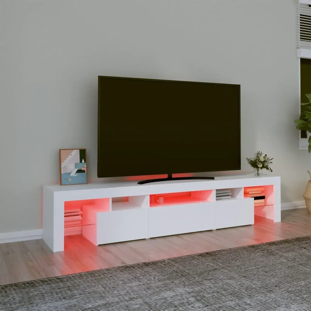 TV Cabinet with LED Lights White 200x36.5x40 cm Price