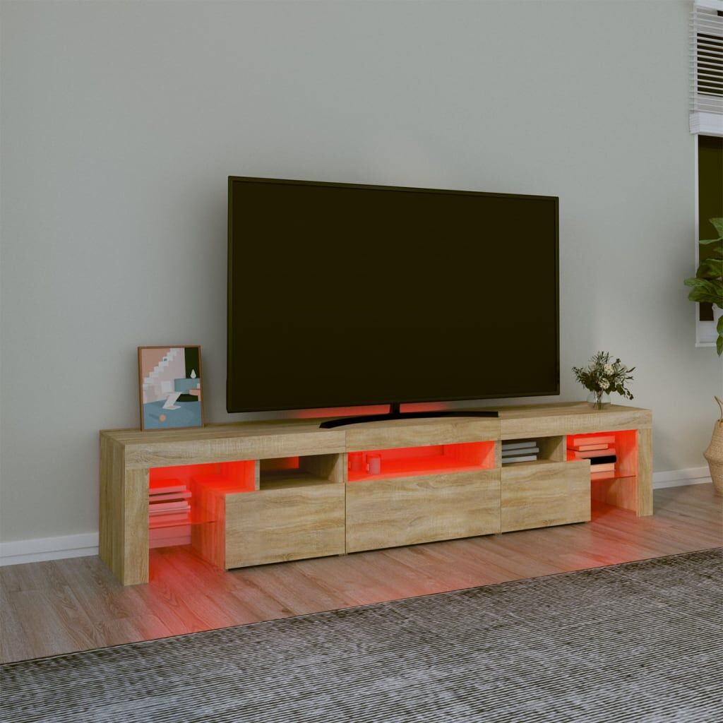 TV Cabinet with LED Lights Sonoma Oak 200x36.5x40 cm Price