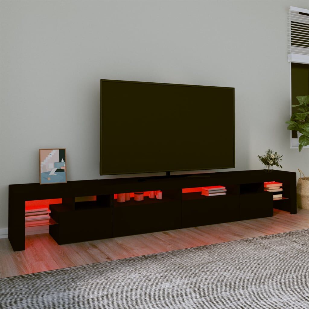 TV Cabinet with LED Lights Black 260x36.5x40 cm Price