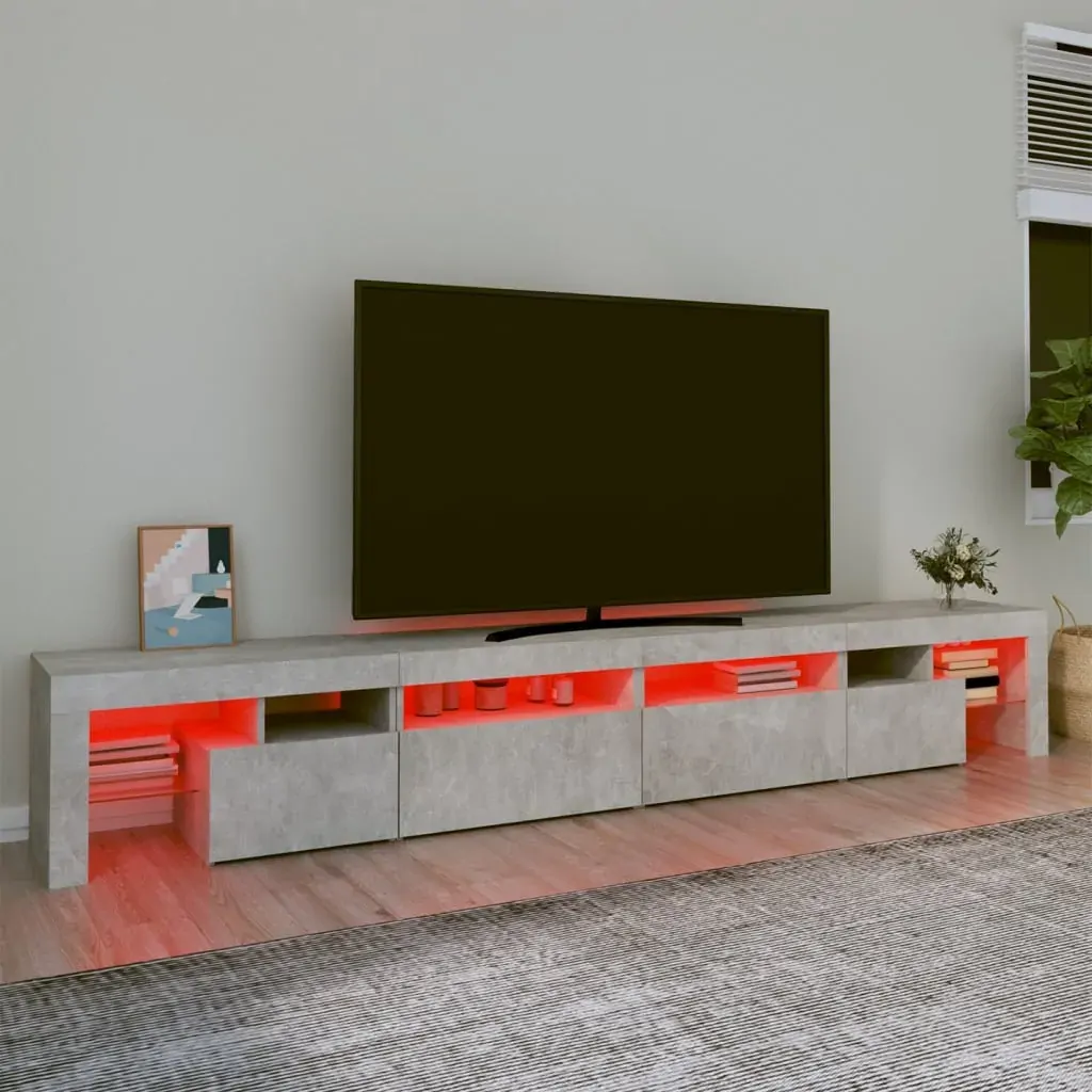 TV Cabinet with LED Lights Concrete Grey 260x36.5x40 cm Price