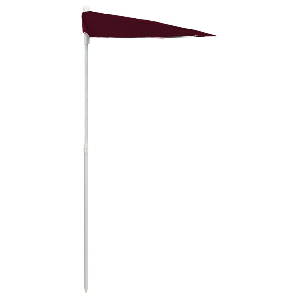 Garden Half Parasol with Pole 180x90 cm Bordeaux Red Price