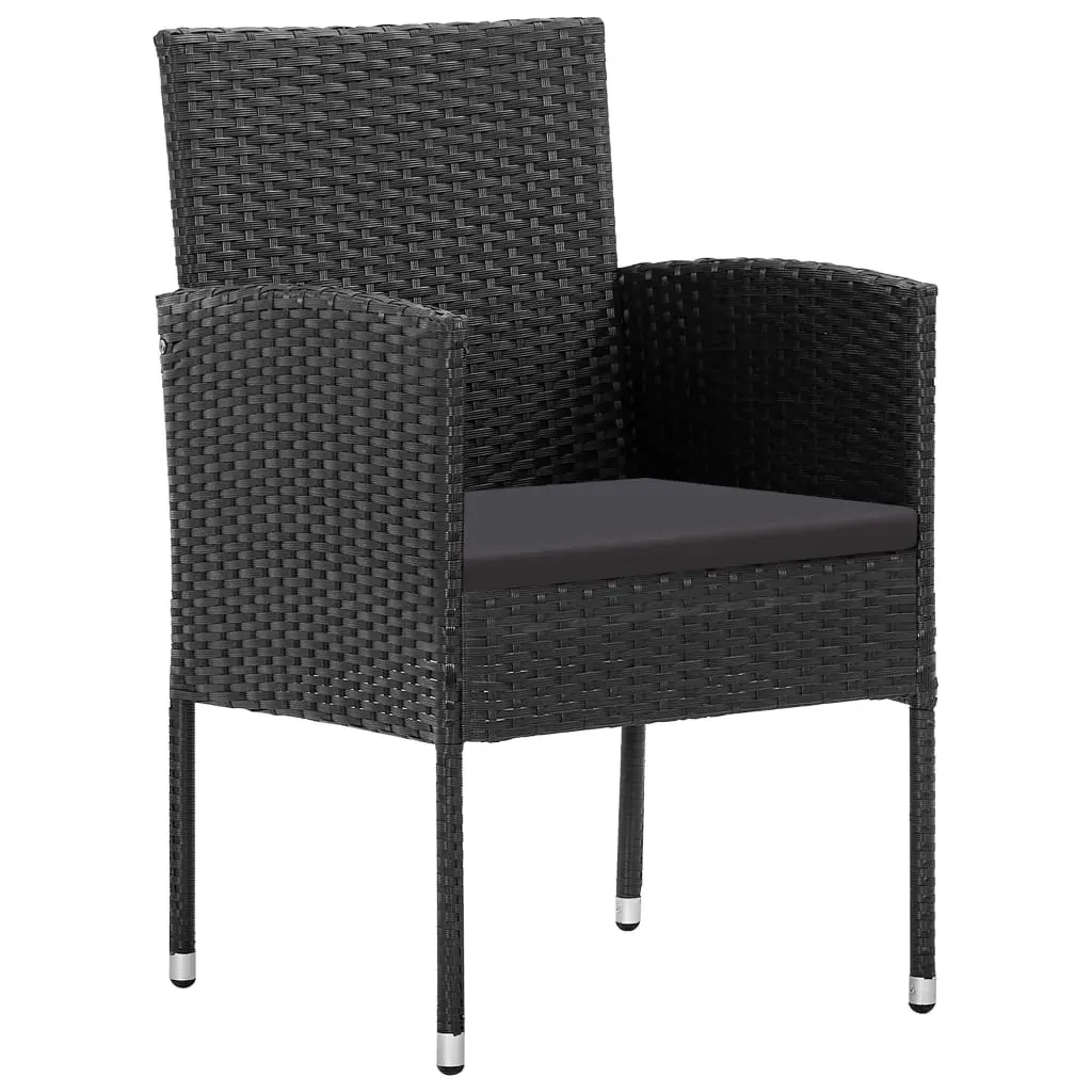 5 Piece Garden Dining Set with Cushions Black Poly Rattan Price