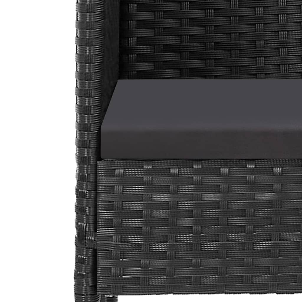 5 Piece Garden Dining Set with Cushions Black Poly Rattan Price