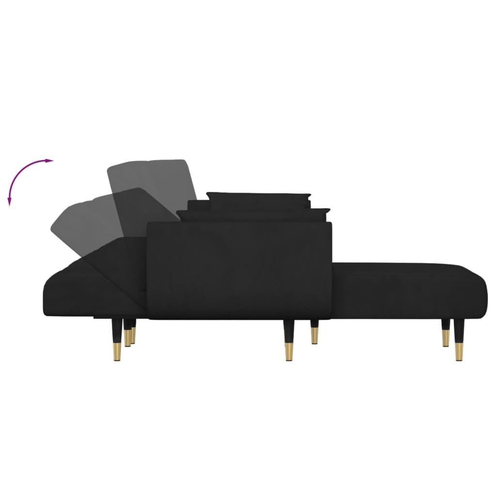 L-shaped Sofa Bed Black 275x140x70 cm Velvet Price