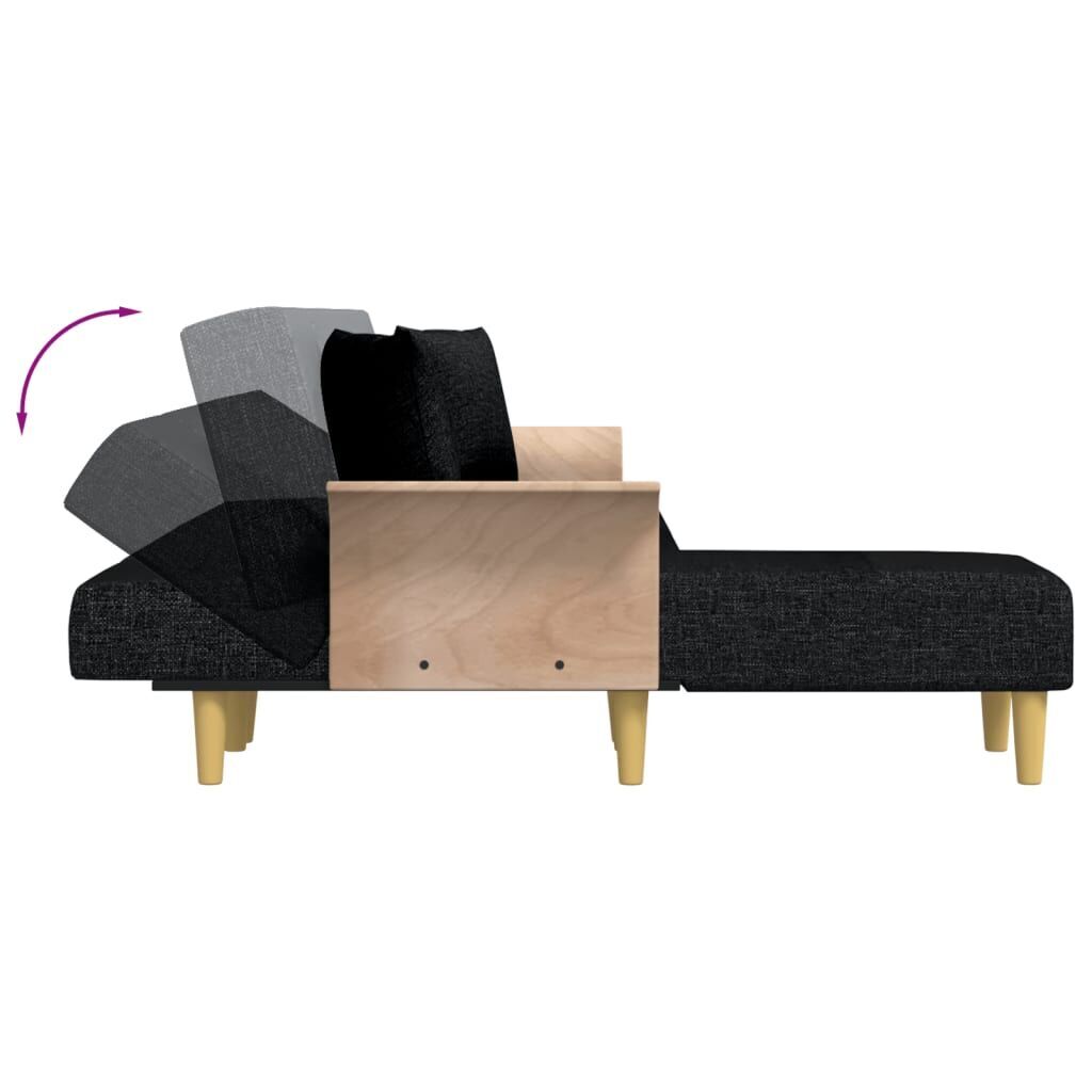 L-shaped Sofa Bed Black 279x140x70 cm Fabric Price