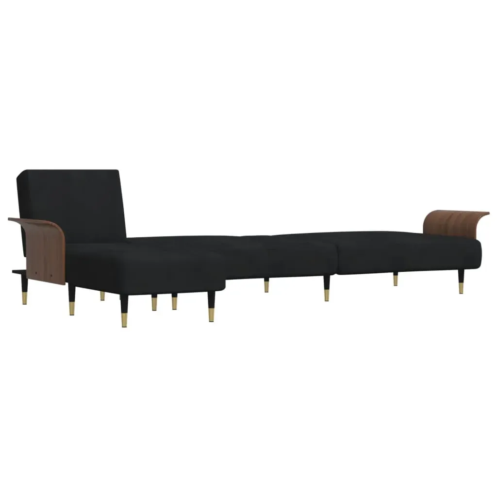 L-shaped Sofa Black 279x140x70 cm Velvet Price