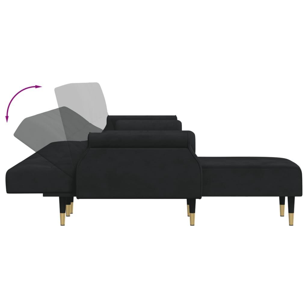 L-shaped Sofa Bed Black 271x140x70 cm Velvet Price