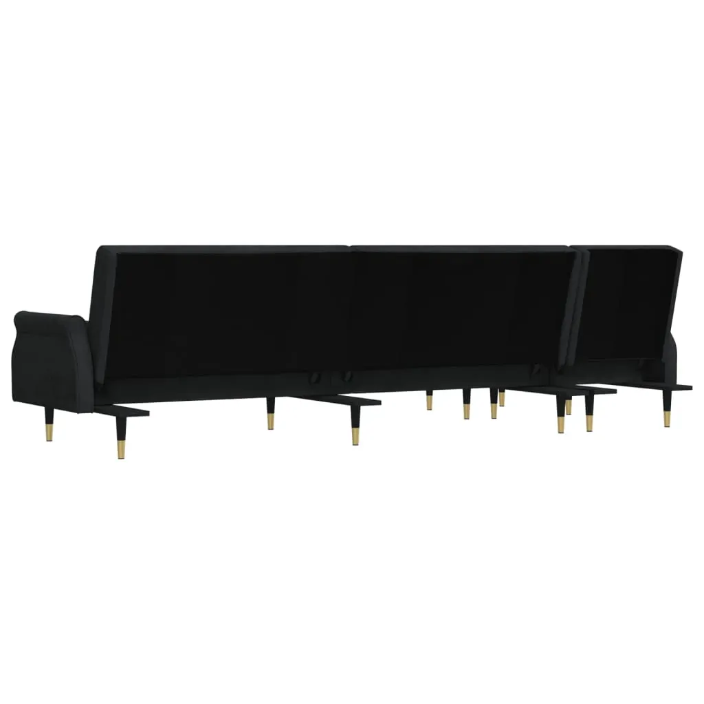 L-shaped Sofa Bed Black 271x140x70 cm Velvet Price