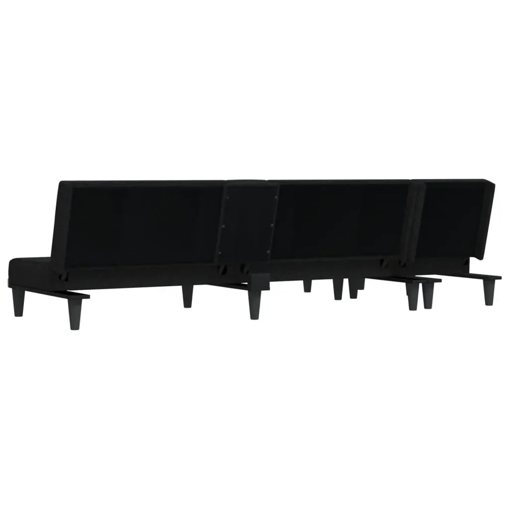L-shaped Sofa Bed Black 255x140x70 cm Fabric Price