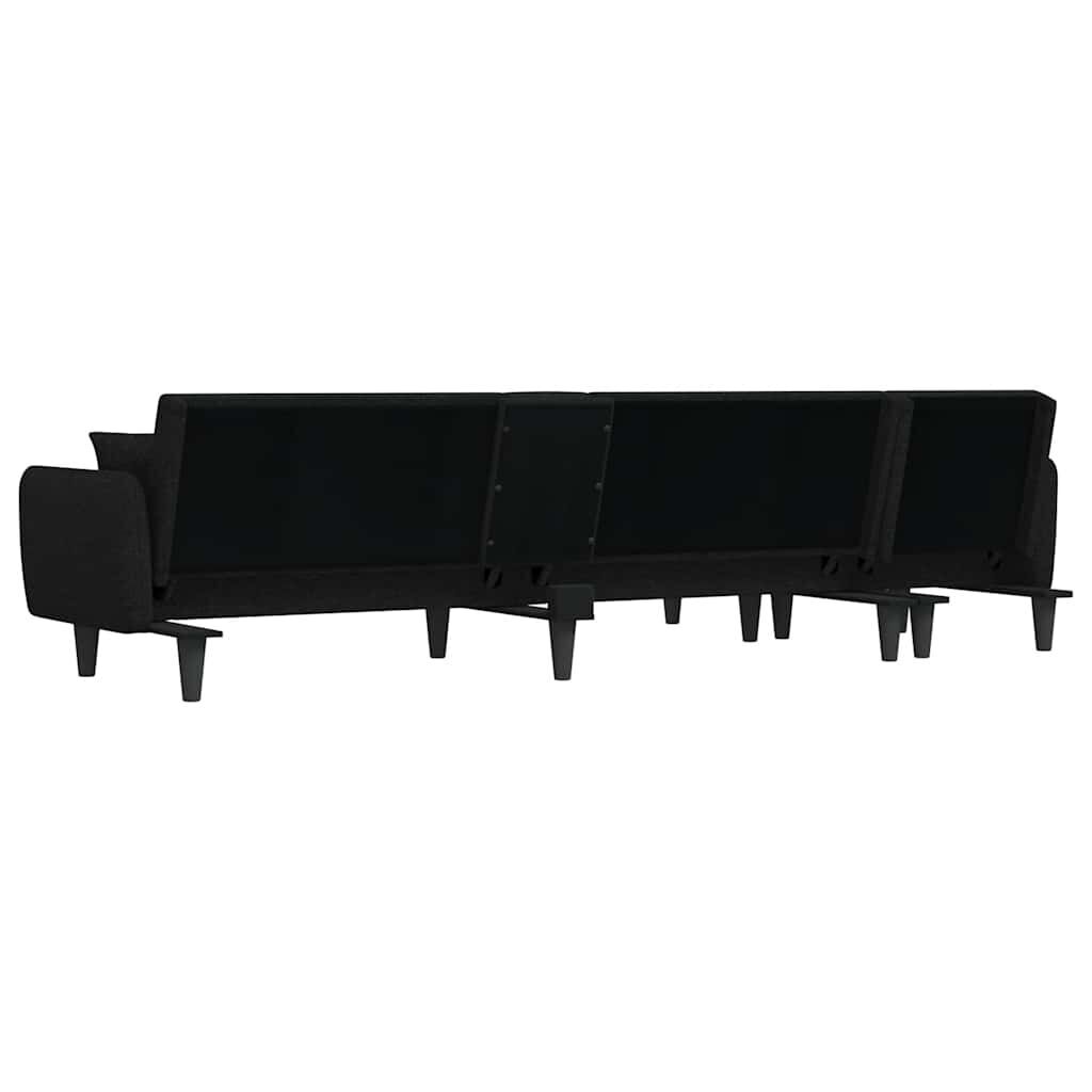 L-shaped Sofa Bed Black 275x140x70 cm Fabric Price
