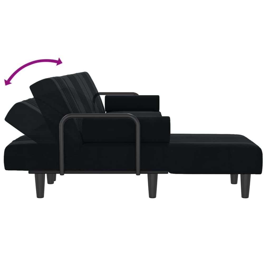 L-shaped Sofa Bed Black 260x140x70 cm Velvet Price