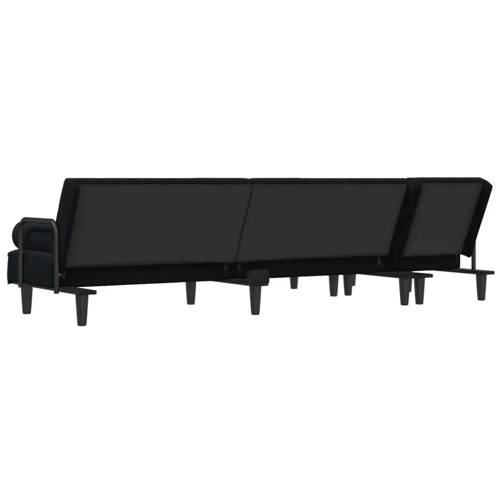 L-shaped Sofa Bed Black 260x140x70 cm Velvet Price