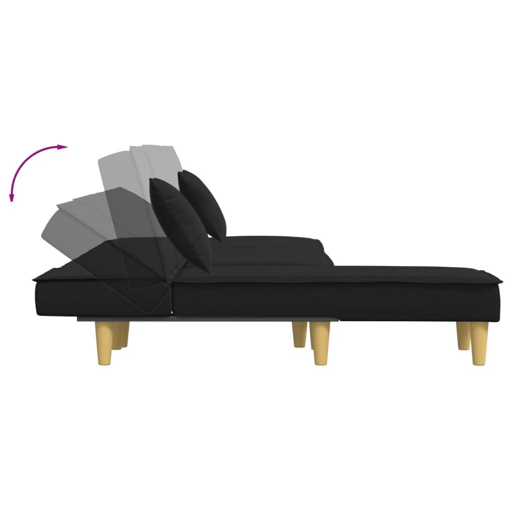 L-shaped Sofa Bed Black 255x140x70 cm Fabric Price