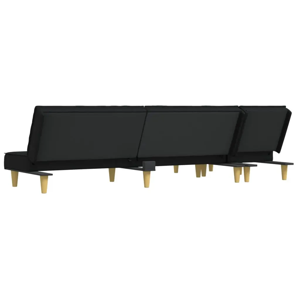 L-shaped Sofa Bed Black 255x140x70 cm Fabric Price