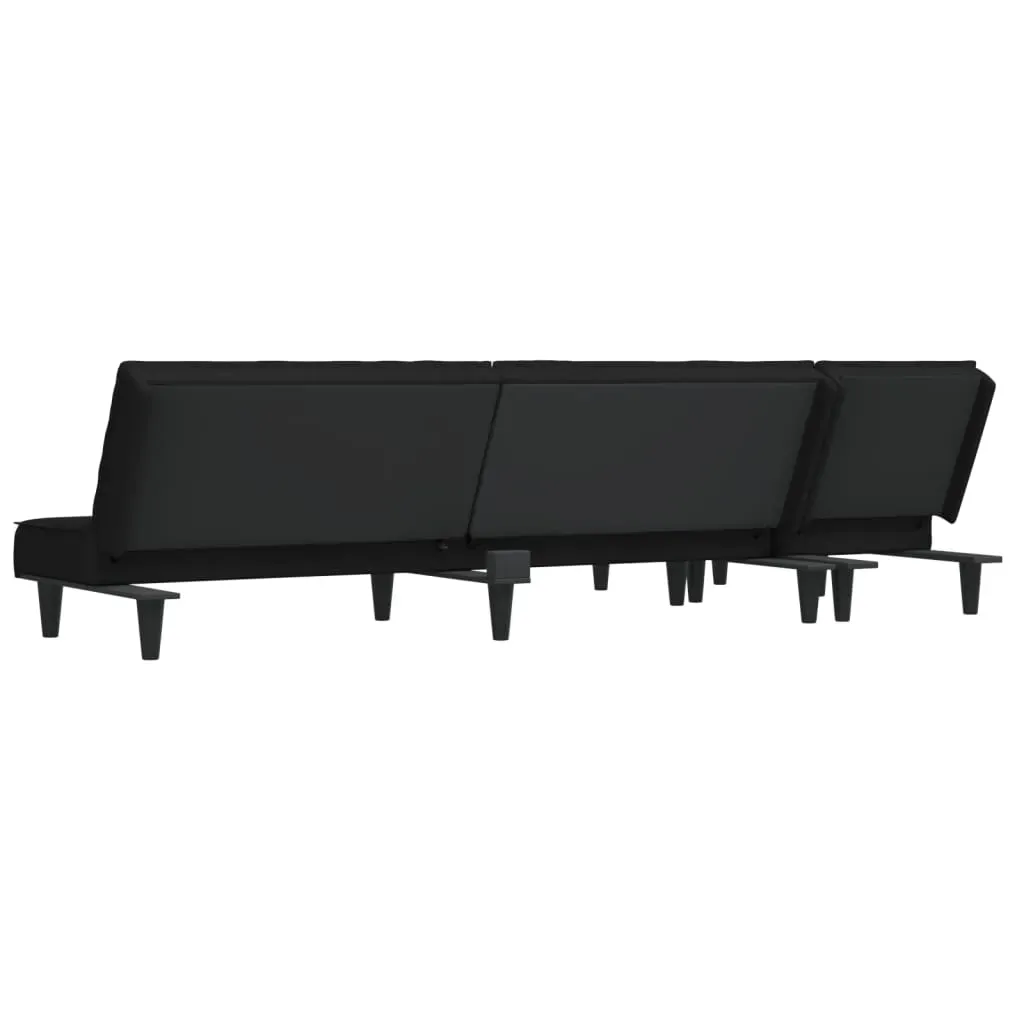 L-shaped Sofa Bed Black 255x140x70 cm Velvet Price
