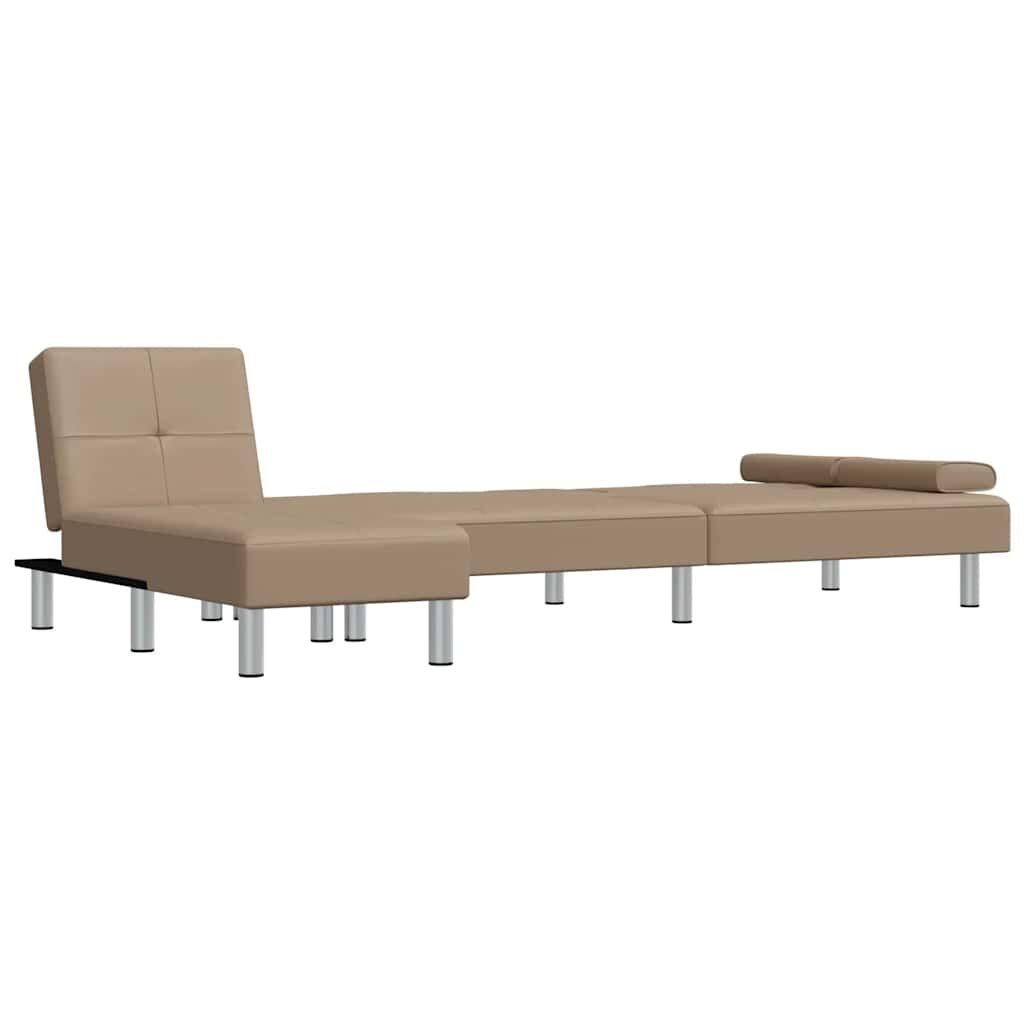 L-shaped Sofa Bed Cappuccino 255x140x70 cm Faux Leather Price