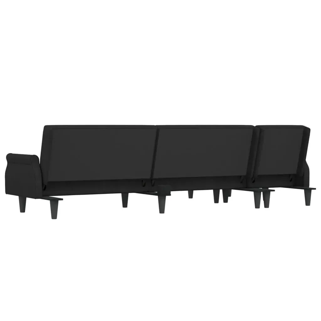 L-shaped Sofa Bed Black 271x140x70 cm Velvet Price