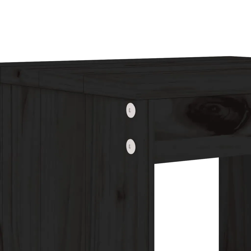 7 Piece Garden Bar Set Black Solid Wood Pine Price