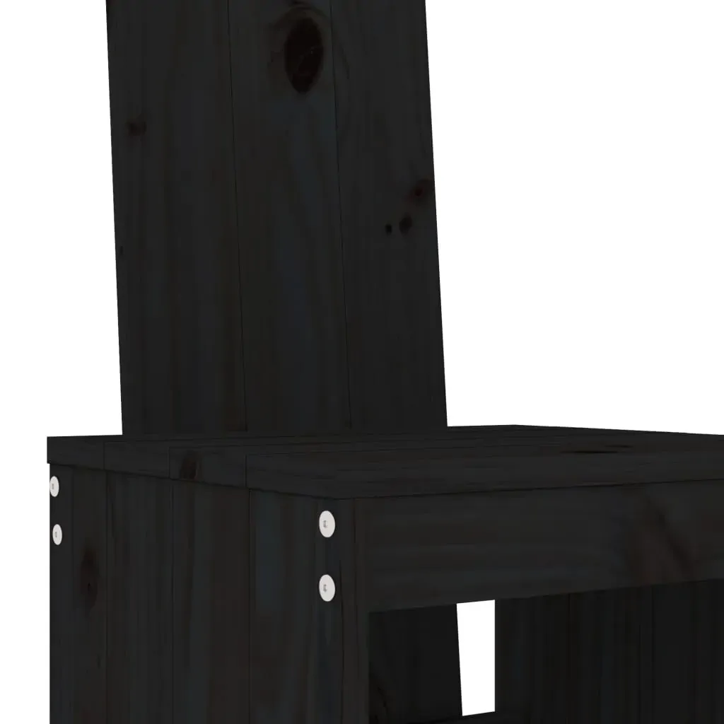 7 Piece Garden Bar Set Black Solid Wood Pine Price