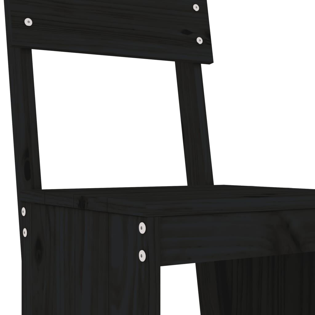 7 Piece Garden Bar Set Black Solid Wood Pine Price