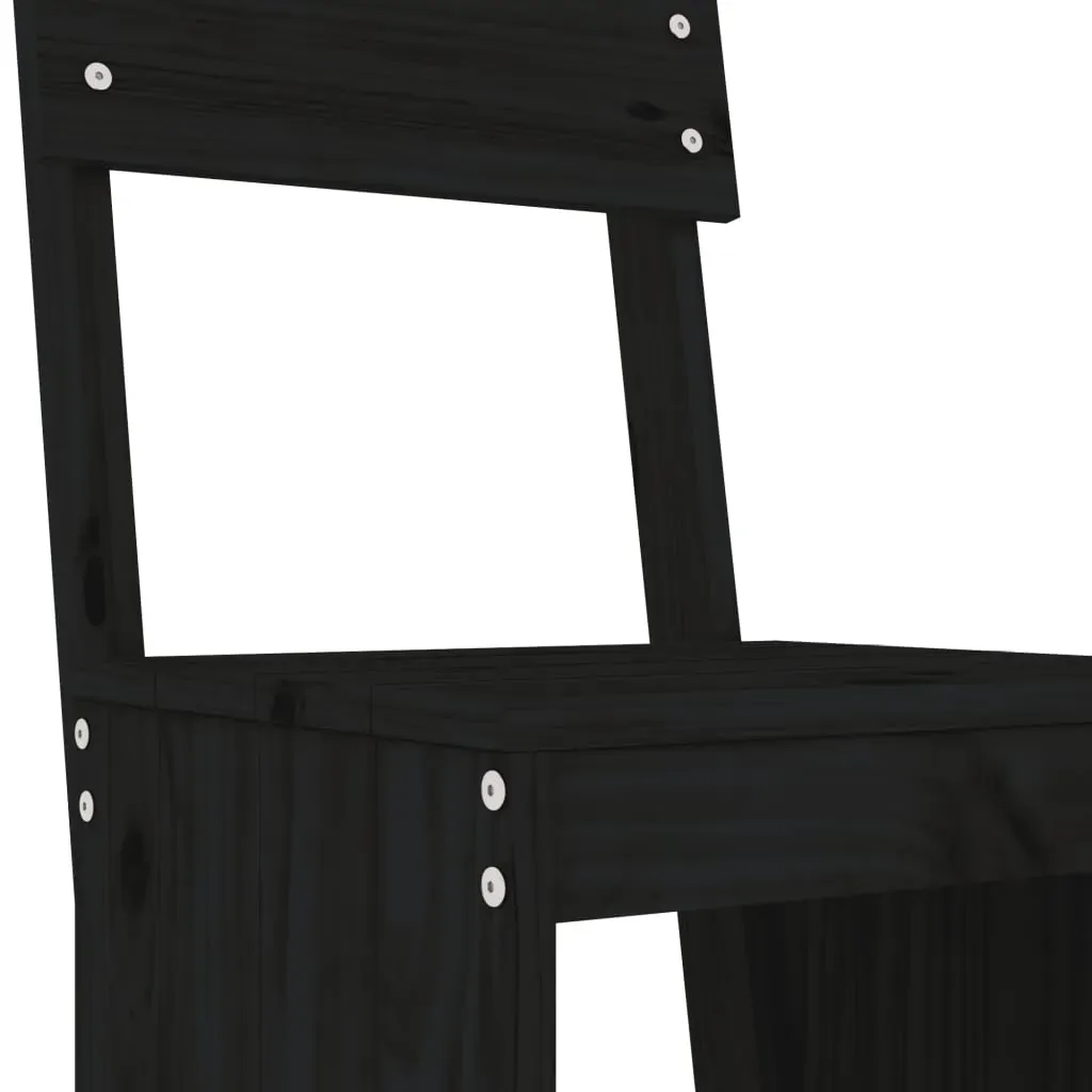 7 Piece Garden Bar Set Black Solid Wood Pine Price