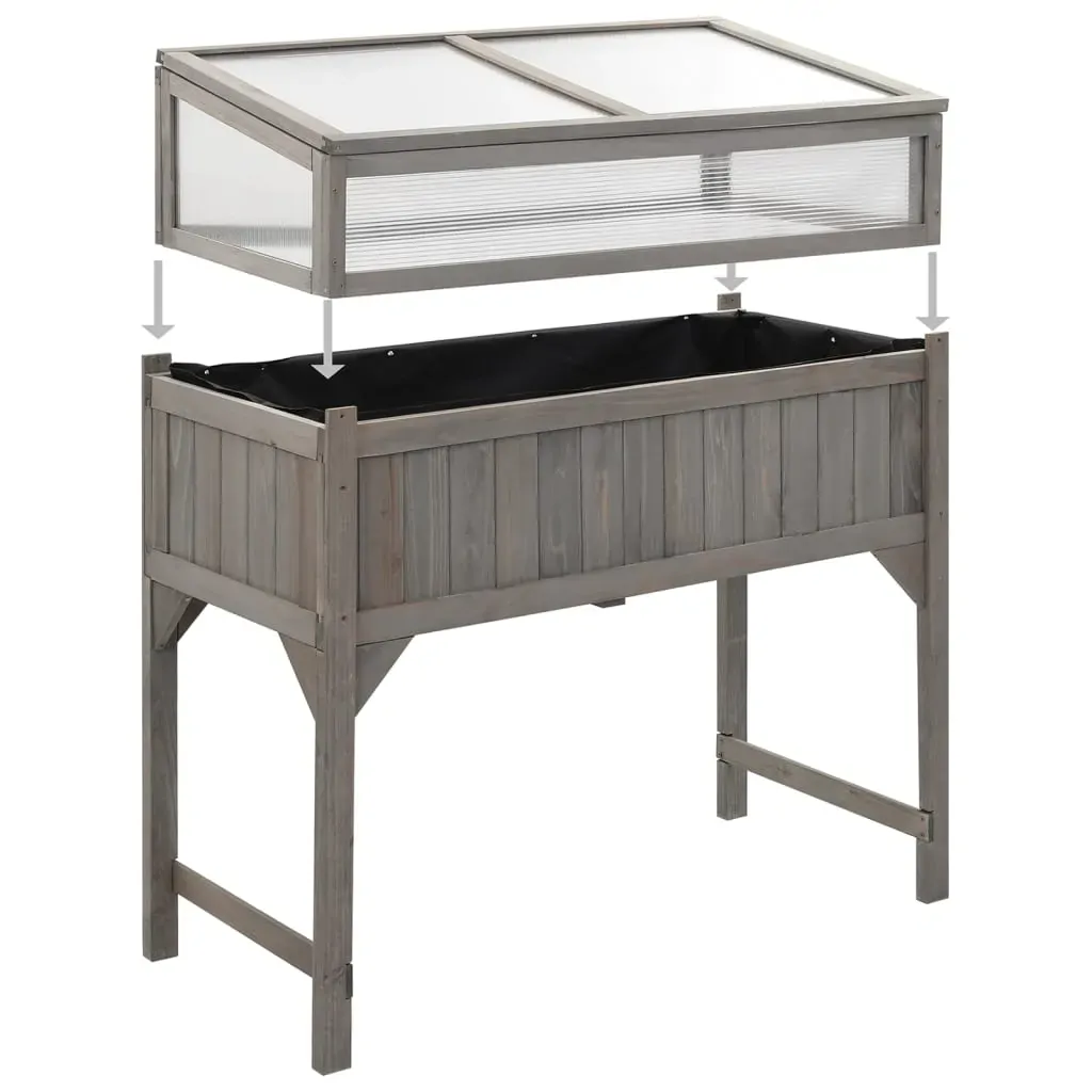 Raised Bed with Greenhouse 110x54x120 cm Solid Fir Wood Price
