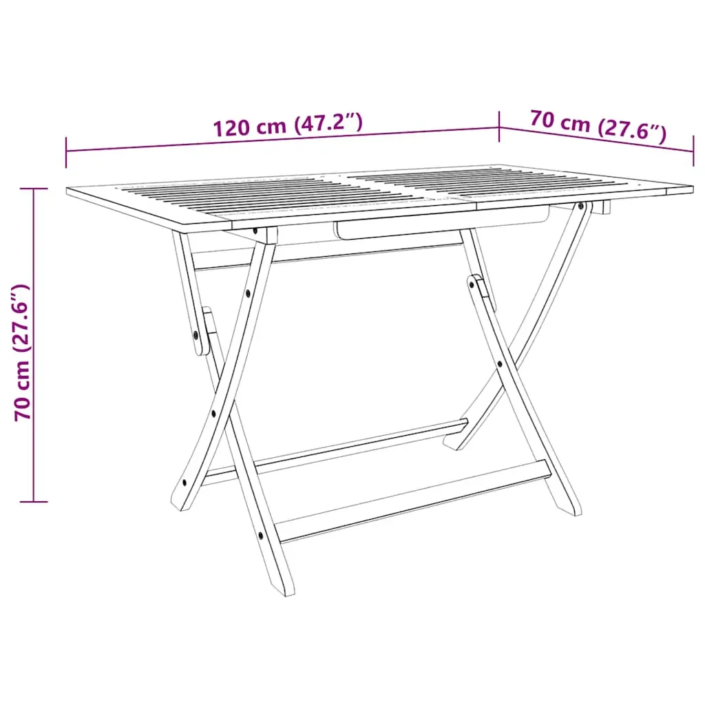 Folding Garden Table 120x70x75 cm Solid Eucalyptus Wood Price