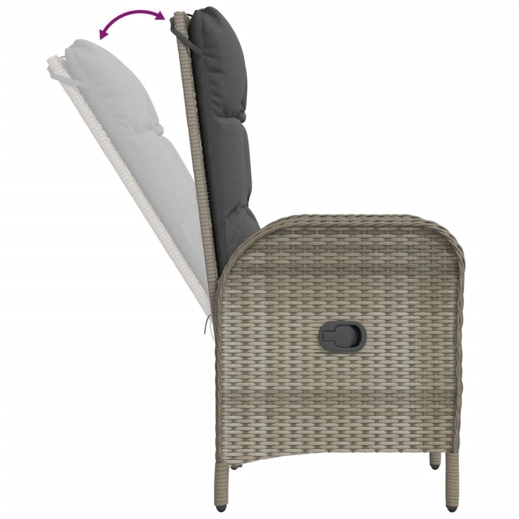 7 Piece Garden Dining Set with Cushions Grey Poly Rattan Price