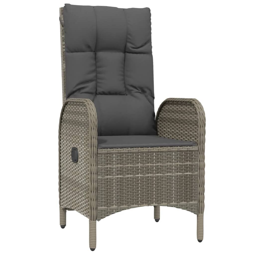 5 Piece Garden Dining Set with Cushions Grey Poly Rattan Price