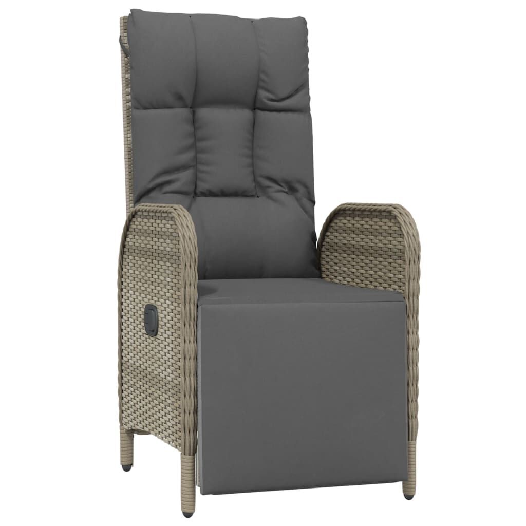 7 Piece Garden Dining Set with Cushions Grey Poly Rattan Price