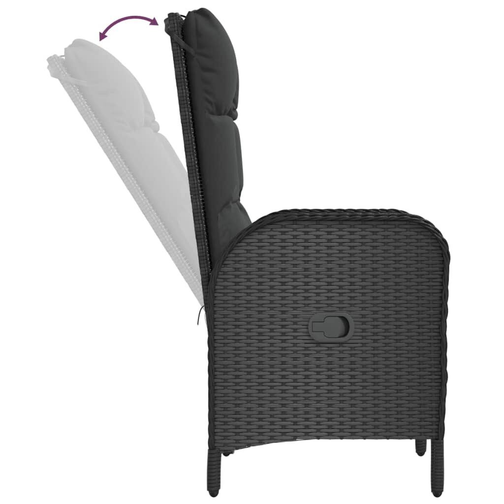 3 Piece Garden Dining Set with Cushions Black Poly Rattan Price