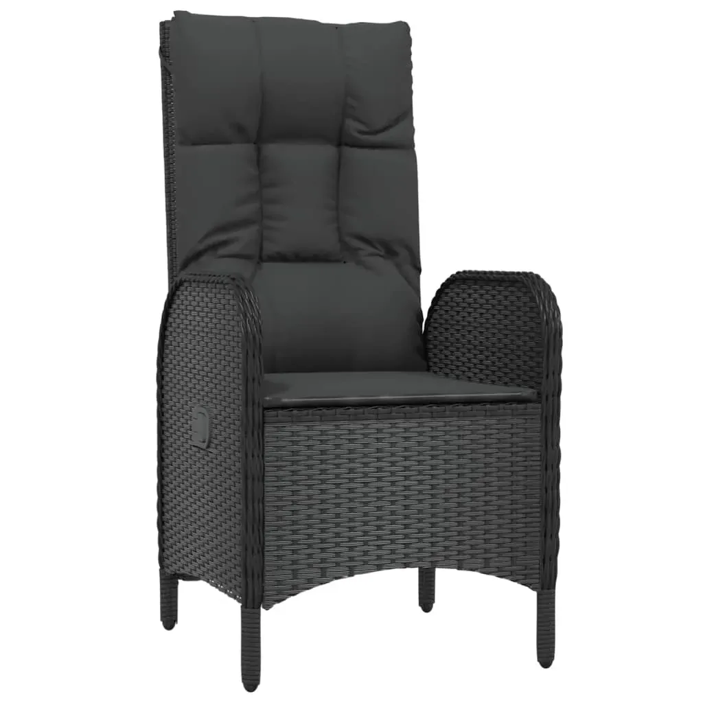3 Piece Garden Dining Set with Cushions Black Poly Rattan Price