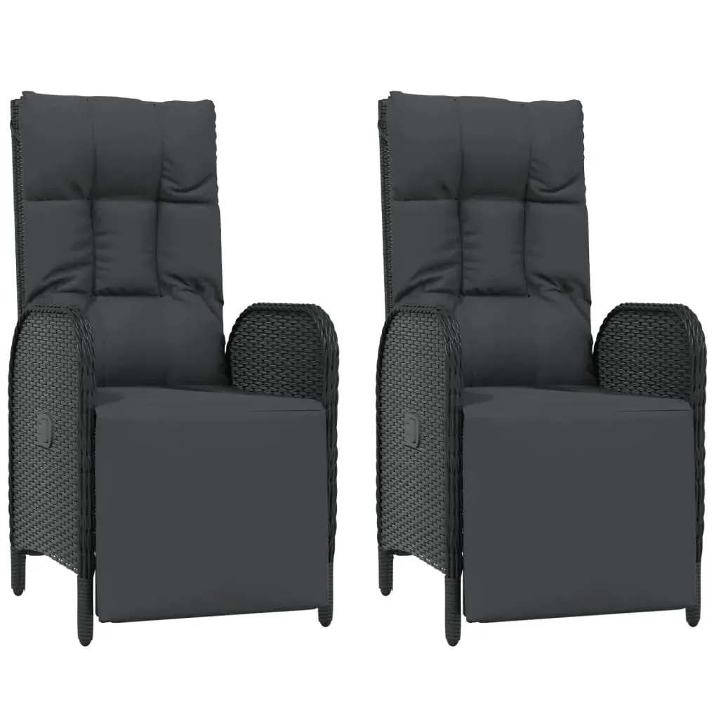 7 Piece Garden Dining Set with Cushions Black Poly Rattan Price