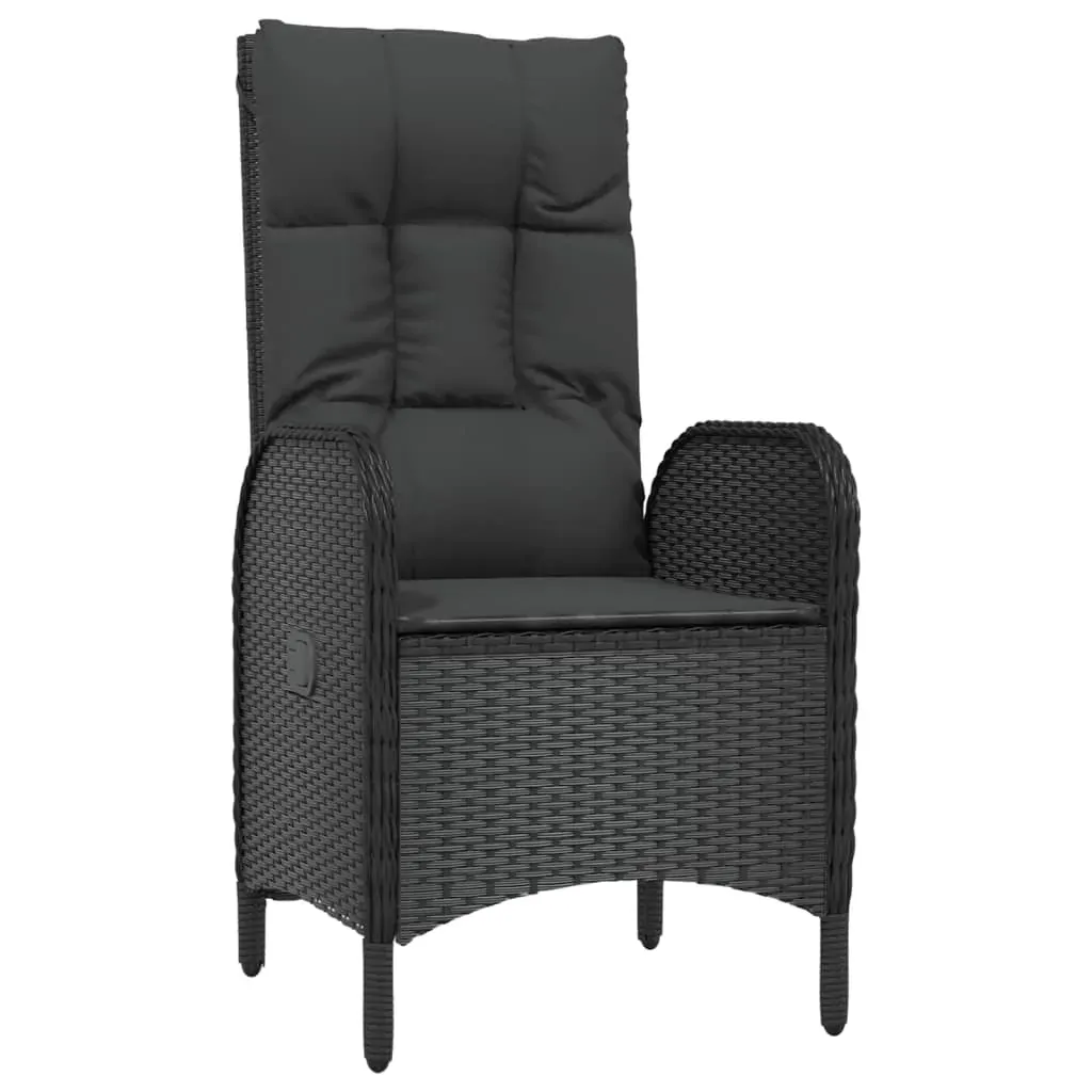 3 Piece Garden Dining Set with Cushions Black Poly Rattan Price