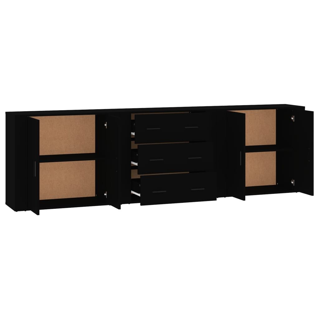 Sideboards 3 pcs Black Engineered Wood Price
