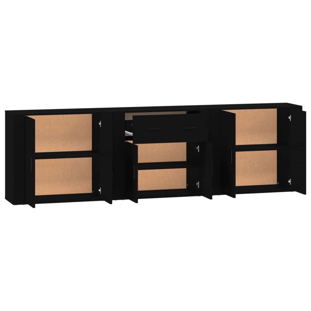 Sideboards 3 pcs Black Engineered Wood Price