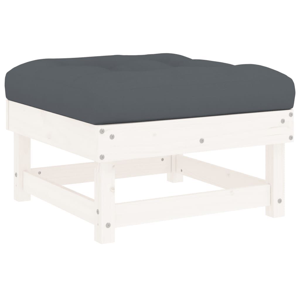 5 Piece Garden Lounge Set with Cushions White Solid Wood Price