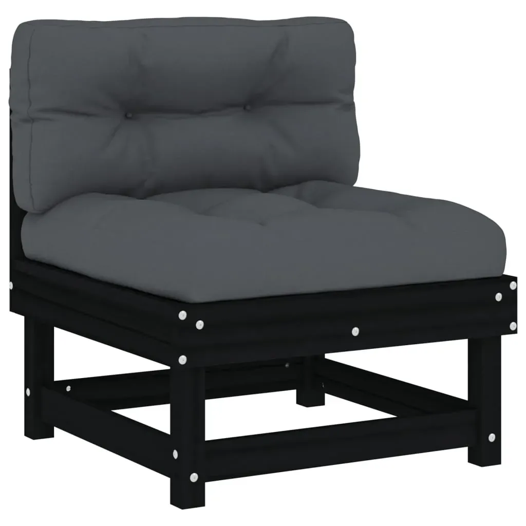 5 Piece Garden Lounge Set with Cushions Black Solid Wood Price
