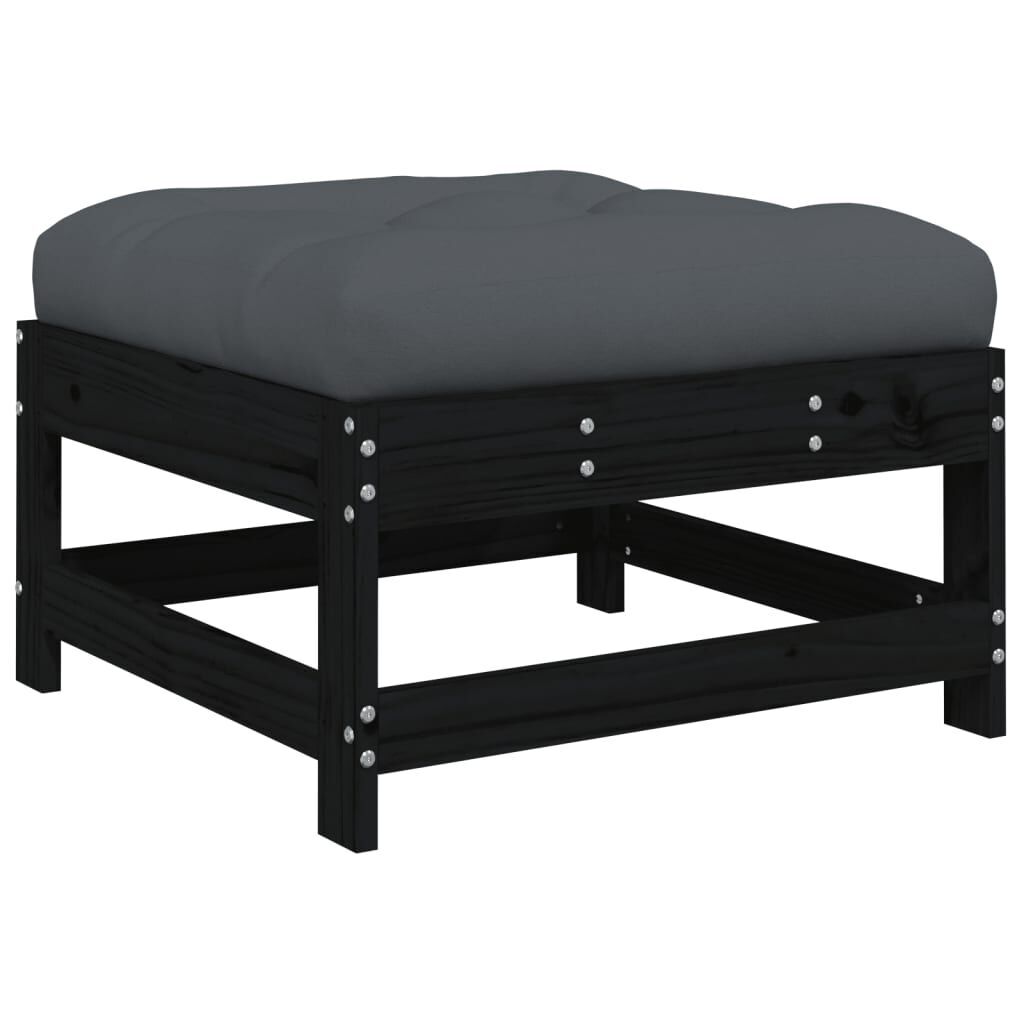 5 Piece Garden Lounge Set with Cushions Black Solid Wood Price