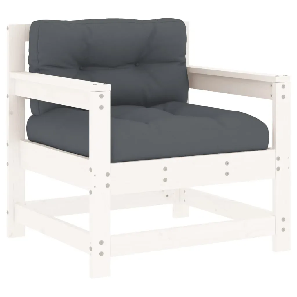 6 Piece Garden Lounge Set with Cushions White Solid Wood Price