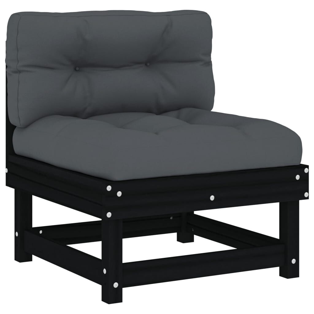 8 Piece Garden Lounge Set with Cushions Black Solid Wood Price
