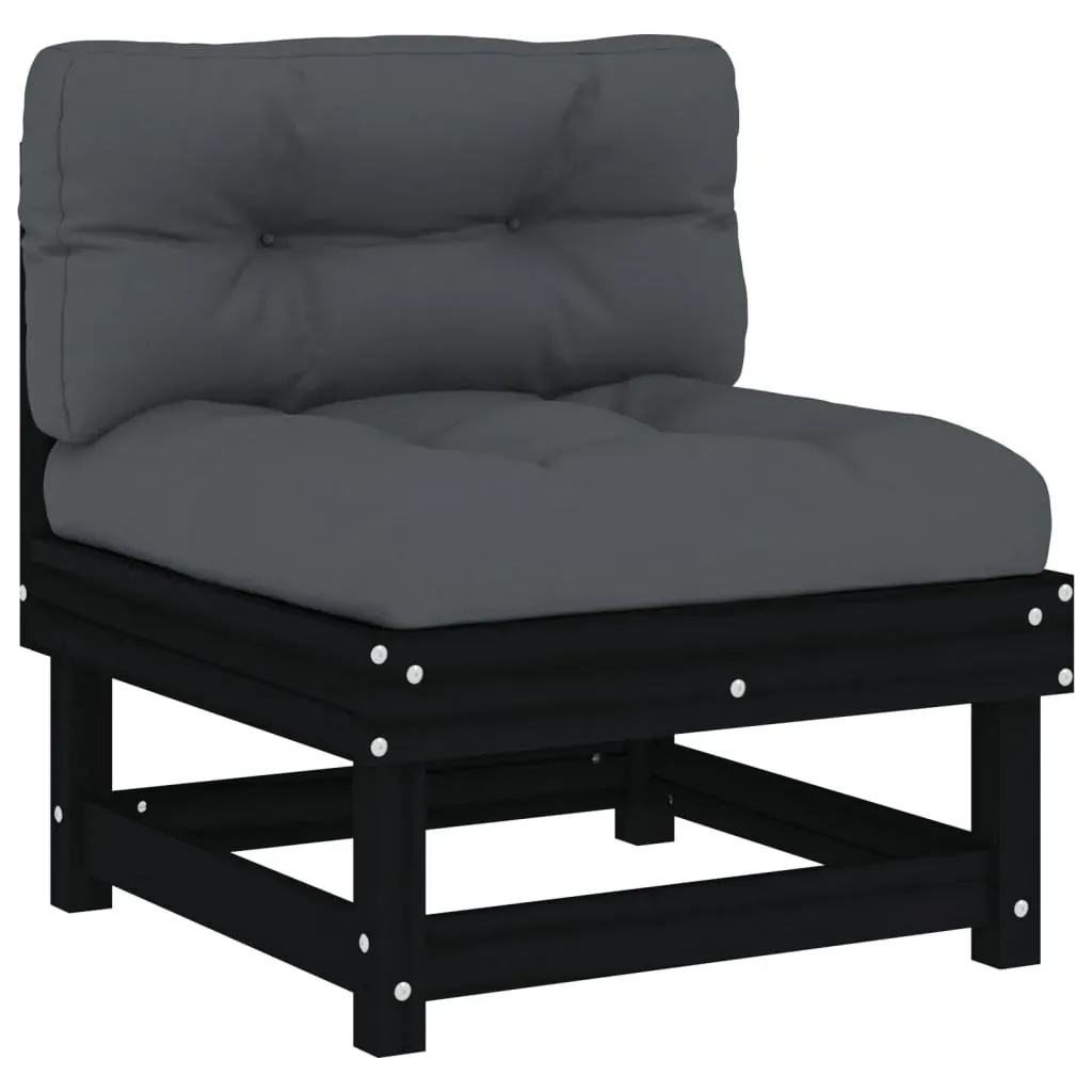 8 Piece Garden Lounge Set with Cushions Black Solid Wood Price